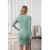 imageVICHYIE Women Mock Neck Ribbed Bodycon Dress Long Sleeve Mini Pencil DressesLight Green