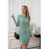 imageVICHYIE Women Mock Neck Ribbed Bodycon Dress Long Sleeve Mini Pencil DressesLight Green