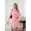 imageVICHYIE Women Mock Neck Ribbed Bodycon Dress Long Sleeve Mini Pencil DressesLight Pink