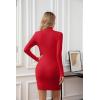 imageVICHYIE Women Mock Neck Ribbed Bodycon Dress Long Sleeve Mini Pencil DressesRed
