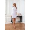 imageVICHYIE Women Mock Neck Ribbed Bodycon Dress Long Sleeve Mini Pencil DressesWhite