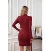 imageVICHYIE Women Mock Neck Ribbed Bodycon Dress Long Sleeve Mini Pencil DressesWine Red