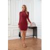 imageVICHYIE Women Mock Neck Ribbed Bodycon Dress Long Sleeve Mini Pencil DressesWine Red
