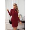 imageVICHYIE Women Mock Neck Ribbed Bodycon Dress Long Sleeve Mini Pencil DressesWine Red