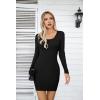 imageVICHYIE Women Square Neck Ribbed Bodycon Tight Dress Long Sleeve Mid Thigh Pencil Above Knee DressesBlack