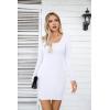 imageVICHYIE Women Square Neck Ribbed Bodycon Tight Dress Long Sleeve Mid Thigh Pencil Above Knee DressesWhite