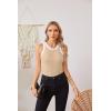 imageVICHYIE Women Tank Tops Summer Sleeveless Basic Cami Top Shirt Slim Knit Ribbed Racerback BlousesBeige With White
