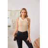 imageVICHYIE Women Tank Tops Summer Sleeveless Basic Cami Top Shirt Slim Knit Ribbed Racerback BlousesBeige With White