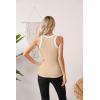 imageVICHYIE Women Tank Tops Summer Sleeveless Basic Cami Top Shirt Slim Knit Ribbed Racerback BlousesBeige With White