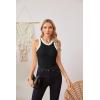 imageVICHYIE Women Tank Tops Summer Sleeveless Basic Cami Top Shirt Slim Knit Ribbed Racerback BlousesBlack With White