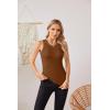 imageVICHYIE Women Tank Tops Summer Sleeveless Basic Cami Top Shirt Slim Knit Ribbed Racerback BlousesOrange Brown