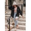 imageVICHYIE Womens Corduroy Shacket Blouses Button Down Shirts Pocket Long Sleeves Tops Jacket CoatsBlack