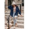 imageVICHYIE Womens Corduroy Shacket Blouses Button Down Shirts Pocket Long Sleeves Tops Jacket CoatsBlue
