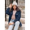 imageVICHYIE Womens Corduroy Shacket Blouses Button Down Shirts Pocket Long Sleeves Tops Jacket CoatsBlue