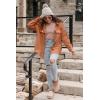imageVICHYIE Womens Corduroy Shacket Blouses Button Down Shirts Pocket Long Sleeves Tops Jacket CoatsBrown