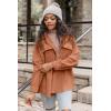 imageVICHYIE Womens Corduroy Shacket Blouses Button Down Shirts Pocket Long Sleeves Tops Jacket CoatsBrown