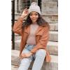 imageVICHYIE Womens Corduroy Shacket Blouses Button Down Shirts Pocket Long Sleeves Tops Jacket CoatsBrown