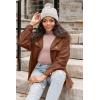 imageVICHYIE Womens Corduroy Shacket Blouses Button Down Shirts Pocket Long Sleeves Tops Jacket CoatsCoffee