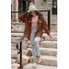 imageVICHYIE Womens Corduroy Shacket Blouses Button Down Shirts Pocket Long Sleeves Tops Jacket CoatsCoffee