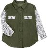 imageVICHYIE Womens Corduroy Shacket Blouses Button Down Shirts Pocket Long Sleeves Tops Jacket CoatsLeopardgreen