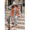 imageVICHYIE Womens Corduroy Shacket Blouses Button Down Shirts Pocket Long Sleeves Tops Jacket CoatsLeopardorange Brown