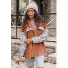 imageVICHYIE Womens Corduroy Shacket Blouses Button Down Shirts Pocket Long Sleeves Tops Jacket CoatsLeopardorange Brown