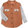 imageVICHYIE Womens Corduroy Shacket Blouses Button Down Shirts Pocket Long Sleeves Tops Jacket CoatsLeopardorange Brown