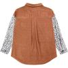 imageVICHYIE Womens Corduroy Shacket Blouses Button Down Shirts Pocket Long Sleeves Tops Jacket CoatsLeopardorange Brown