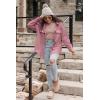 imageVICHYIE Womens Corduroy Shacket Blouses Button Down Shirts Pocket Long Sleeves Tops Jacket CoatsPink