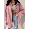 imageVICHYIE Womens Corduroy Shacket Blouses Button Down Shirts Pocket Long Sleeves Tops Jacket CoatsPink