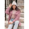 imageVICHYIE Womens Corduroy Shacket Blouses Button Down Shirts Pocket Long Sleeves Tops Jacket CoatsPink