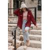 imageVICHYIE Womens Corduroy Shacket Blouses Button Down Shirts Pocket Long Sleeves Tops Jacket CoatsRed