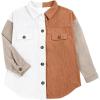 imageVICHYIE Womens Corduroy Shacket Blouses Button Down Shirts Pocket Long Sleeves Tops Jacket CoatsWhite Brown