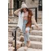 imageVICHYIE Womens Corduroy Shacket Blouses Button Down Shirts Pocket Long Sleeves Tops Jacket CoatsWhite Coffee