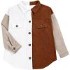 imageVICHYIE Womens Corduroy Shacket Blouses Button Down Shirts Pocket Long Sleeves Tops Jacket CoatsWhite Coffee