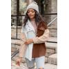 imageVICHYIE Womens Corduroy Shacket Blouses Button Down Shirts Pocket Long Sleeves Tops Jacket CoatsWhite Coffee