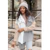 imageVICHYIE Womens Corduroy Shacket Blouses Button Down Shirts Pocket Long Sleeves Tops Jacket CoatsWhite Grey