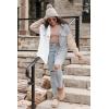 imageVICHYIE Womens Corduroy Shacket Blouses Button Down Shirts Pocket Long Sleeves Tops Jacket CoatsWhite Grey