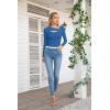 imageVICHYIE Womens Fashion Fall Clothes One Piece Cutout Tops Long Sleeve Ribbed Slim Fitted Shirts Tee TshirtsLongblue
