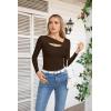 imageVICHYIE Womens Fashion Fall Clothes One Piece Cutout Tops Long Sleeve Ribbed Slim Fitted Shirts Tee TshirtsLongcoffee