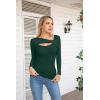 imageVICHYIE Womens Fashion Fall Clothes One Piece Cutout Tops Long Sleeve Ribbed Slim Fitted Shirts Tee TshirtsLongdark Green