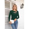 imageVICHYIE Womens Fashion Fall Clothes One Piece Cutout Tops Long Sleeve Ribbed Slim Fitted Shirts Tee TshirtsLongdark Green