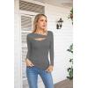 imageVICHYIE Womens Fashion Fall Clothes One Piece Cutout Tops Long Sleeve Ribbed Slim Fitted Shirts Tee TshirtsLongdark Grey