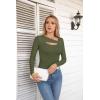imageVICHYIE Womens Fashion Fall Clothes One Piece Cutout Tops Long Sleeve Ribbed Slim Fitted Shirts Tee TshirtsLonggreen