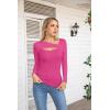 imageVICHYIE Womens Fashion Fall Clothes One Piece Cutout Tops Long Sleeve Ribbed Slim Fitted Shirts Tee TshirtsLonghot Pink