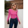 imageVICHYIE Womens Fashion Fall Clothes One Piece Cutout Tops Long Sleeve Ribbed Slim Fitted Shirts Tee TshirtsLonghot Pink