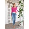 imageVICHYIE Womens Fashion Fall Clothes One Piece Cutout Tops Long Sleeve Ribbed Slim Fitted Shirts Tee TshirtsLonghot Pink