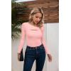 imageVICHYIE Womens Fashion Fall Clothes One Piece Cutout Tops Long Sleeve Ribbed Slim Fitted Shirts Tee TshirtsLonglight Pink