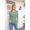 imageVICHYIE Womens Fashion Fall Clothes One Piece Cutout Tops Long Sleeve Ribbed Slim Fitted Shirts Tee TshirtsLongmoss Green