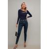 imageVICHYIE Womens Fashion Fall Clothes One Piece Cutout Tops Long Sleeve Ribbed Slim Fitted Shirts Tee TshirtsLongnavy